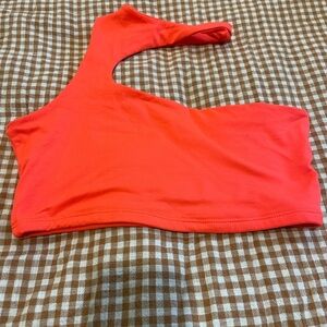 Publik Neon Orange/Pink Cut Out One Shoulder Cropped Top